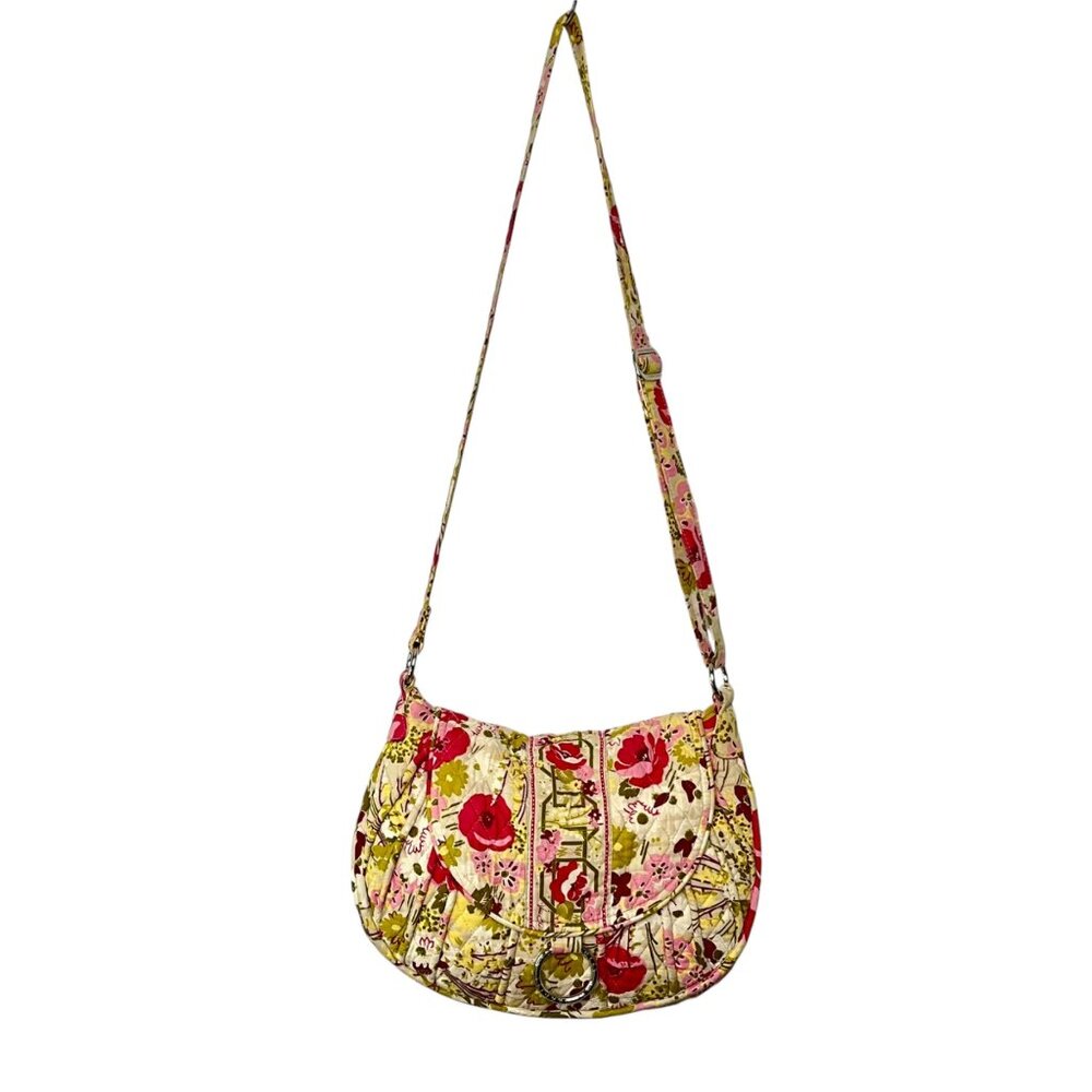 Vera Bradley Saddle Up Crossbody Purse Handbag Make Me Blush Floral Pink Green